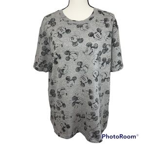 Disney Mickey Mouse Heads Gray & Black Adult T-Shirt